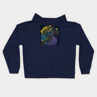 City Boardwalk at Night Kids Hoodie